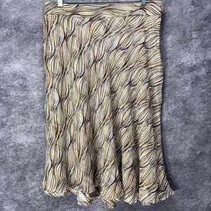 Jones New York Silk A-Line Skirt Size 14 Retro Wavy Lines Abstract Print Funky